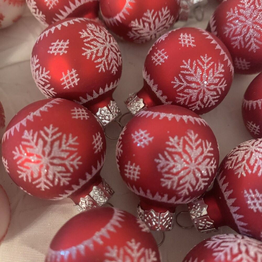 Vintage Mercury Glass Ornament Feather Tree Red White Christmas Mini Lot Of 27 - Picture 4 of 5